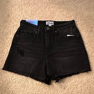 Abound Distressed Black High Waist Cutoff Denim Shorts for Women